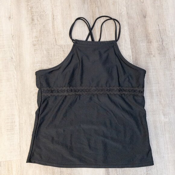 Beachsissi Black Halter Tankini Swim Top – XL – Strappy Back, Flattering Fit - Picture 1 of 3